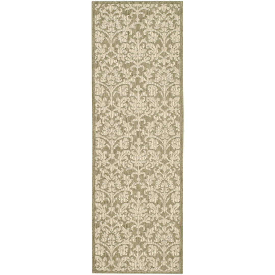 SAFAVIEH Outdoor CY3416-1E06 Courtyard Olive / Natural Rug Image 1