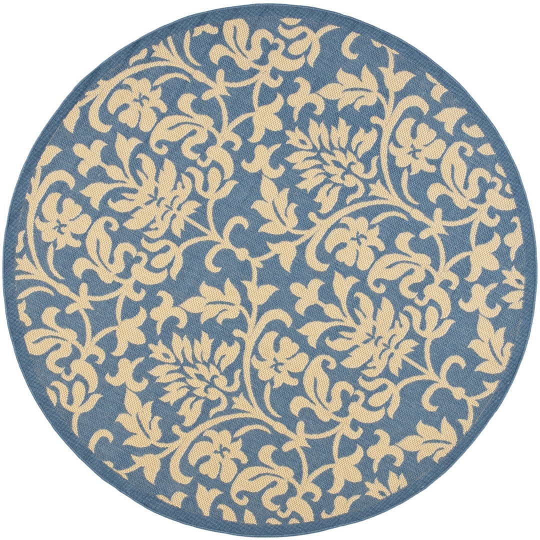 SAFAVIEH Outdoor CY3416-3103 Courtyard Blue / Natural Rug Image 1