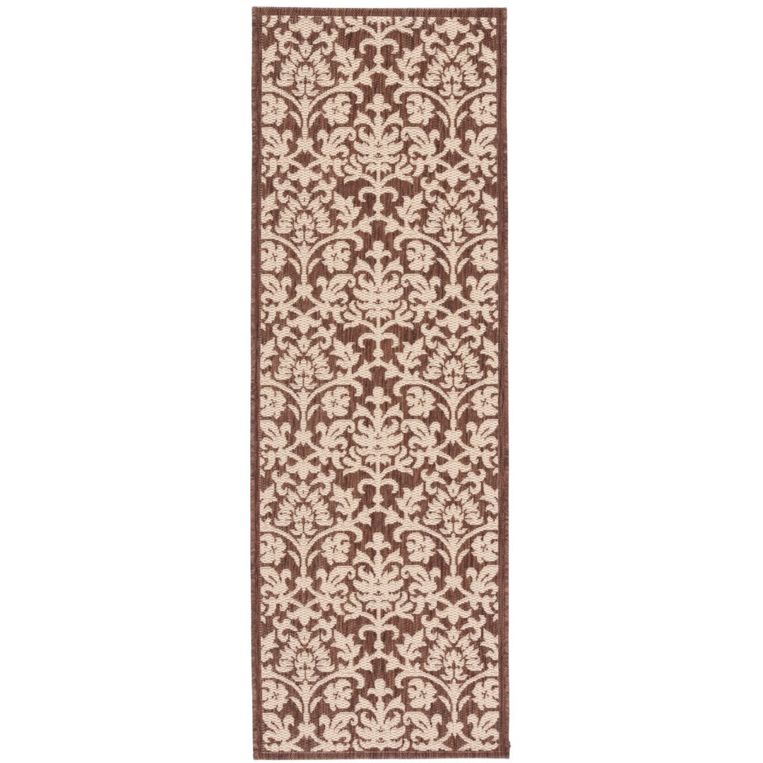 SAFAVIEH Outdoor CY3416-3409 Courtyard Chocolate / Natural Rug Image 1