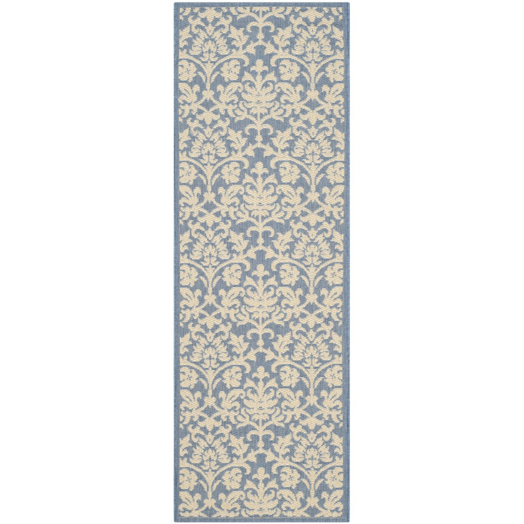 SAFAVIEH Outdoor CY3416-3103 Courtyard Blue / Natural Rug Image 5