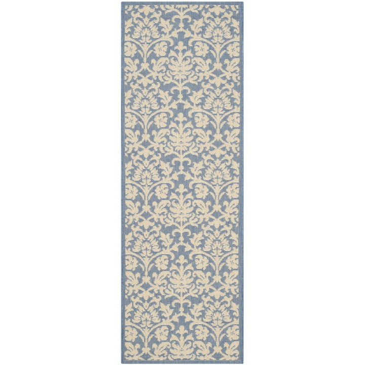 SAFAVIEH Outdoor CY3416-3103 Courtyard Blue / Natural Rug Image 5
