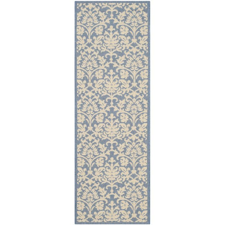 SAFAVIEH Outdoor CY3416-3103 Courtyard Blue / Natural Rug Image 1