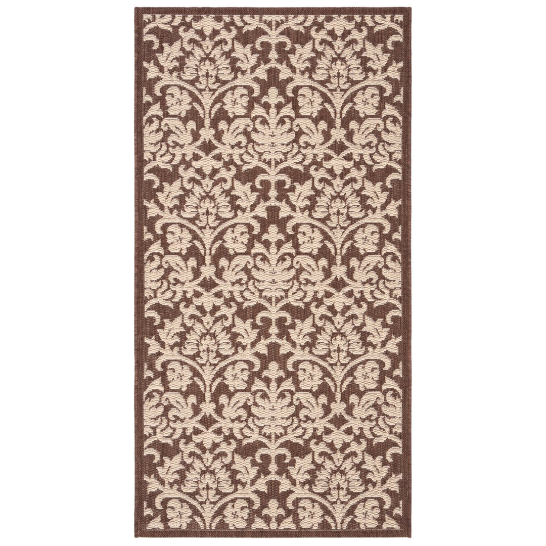 SAFAVIEH Outdoor CY3416-3409 Courtyard Chocolate / Natural Rug Image 4