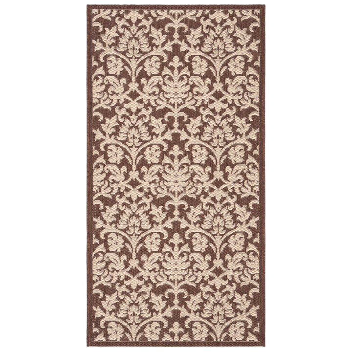 SAFAVIEH Outdoor CY3416-3409 Courtyard Chocolate / Natural Rug Image 1