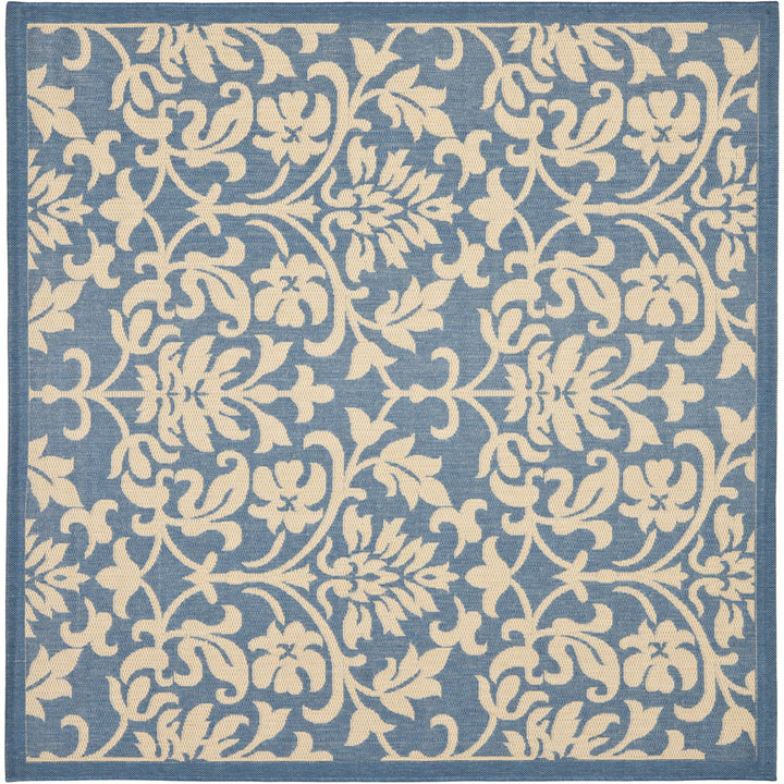 SAFAVIEH Outdoor CY3416-3103 Courtyard Blue / Natural Rug Image 6