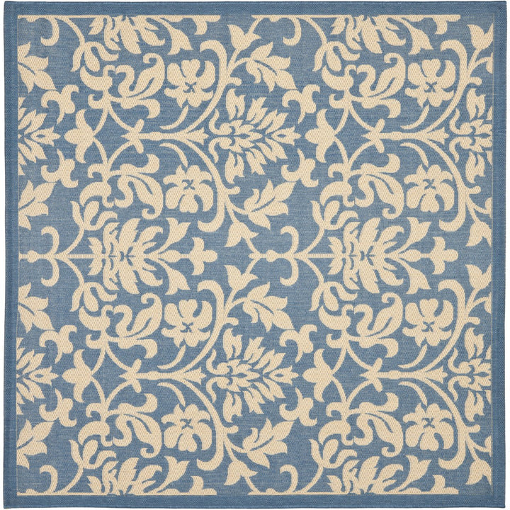 SAFAVIEH Outdoor CY3416-3103 Courtyard Blue / Natural Rug Image 1