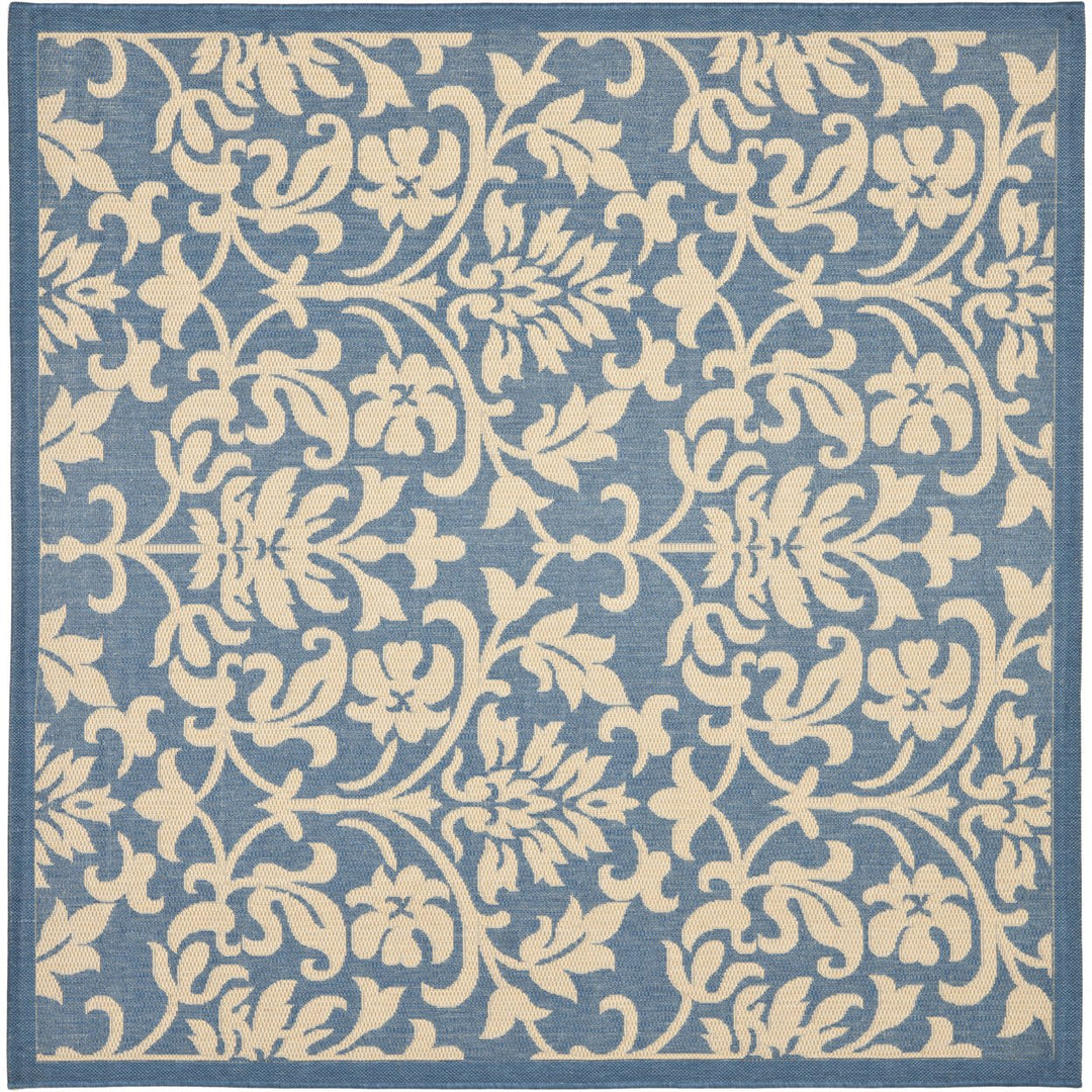 SAFAVIEH Outdoor CY3416-3103 Courtyard Blue / Natural Rug Image 1