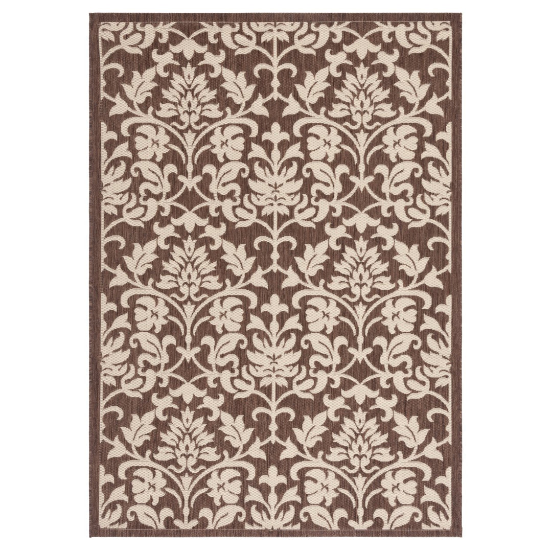 SAFAVIEH Outdoor CY3416-3409 Courtyard Chocolate / Natural Rug Image 5