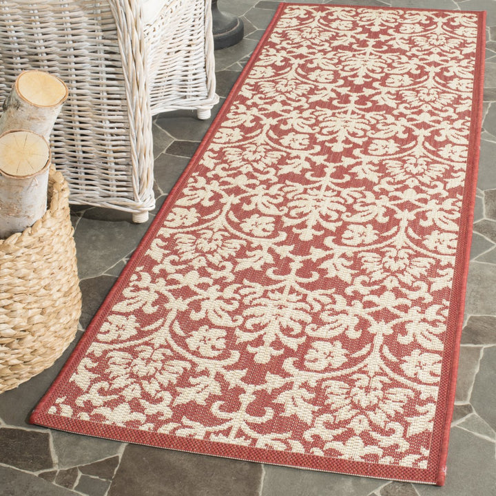 SAFAVIEH Outdoor CY3416-3707 Courtyard Red / Natural Rug Image 3