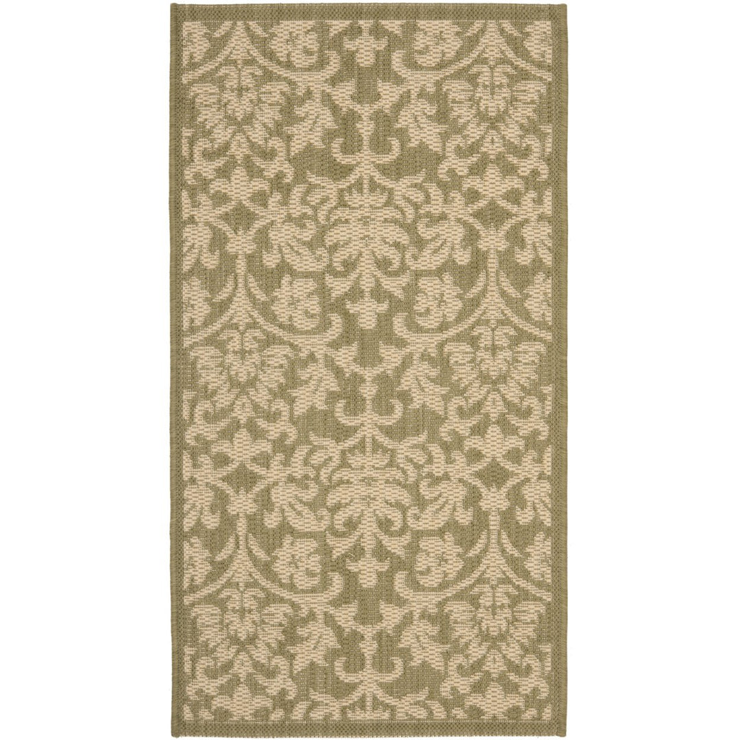 SAFAVIEH Outdoor CY3416-1E06 Courtyard Olive / Natural Rug Image 1