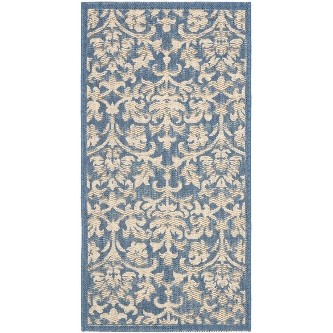 SAFAVIEH Outdoor CY3416-3103 Courtyard Blue / Natural Rug Image 8