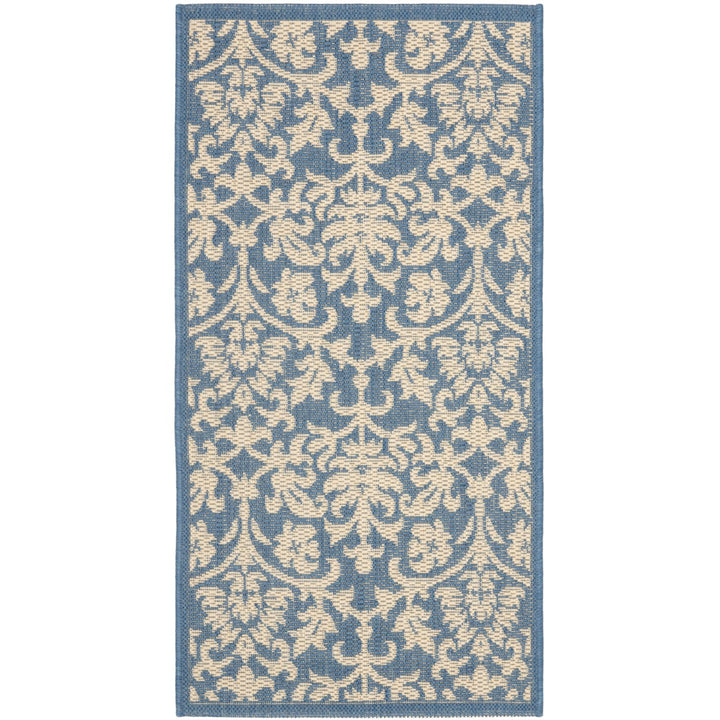 SAFAVIEH Outdoor CY3416-3103 Courtyard Blue / Natural Rug Image 8