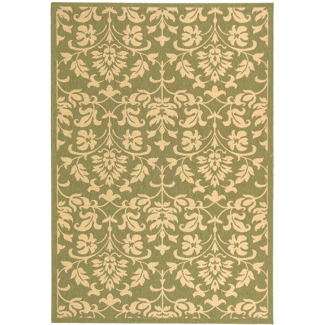 SAFAVIEH Outdoor CY3416-1E06 Courtyard Olive / Natural Rug Image 1