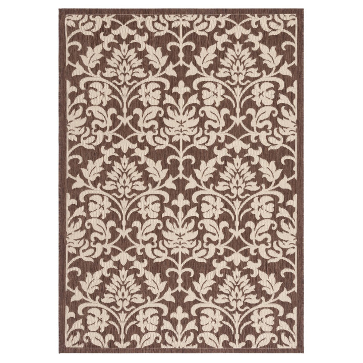 SAFAVIEH Outdoor CY3416-3409 Courtyard Chocolate / Natural Rug Image 6