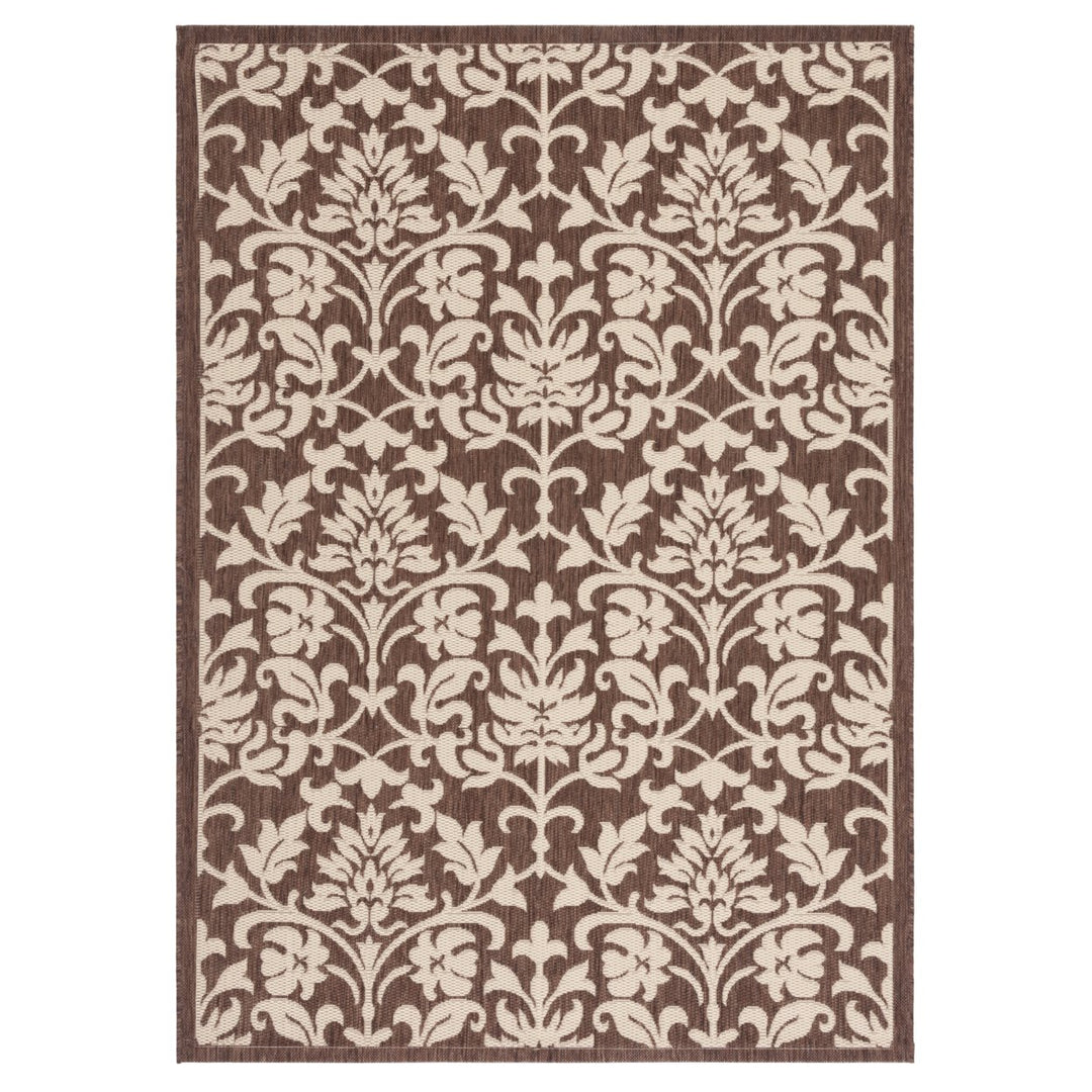 SAFAVIEH Outdoor CY3416-3409 Courtyard Chocolate / Natural Rug Image 1