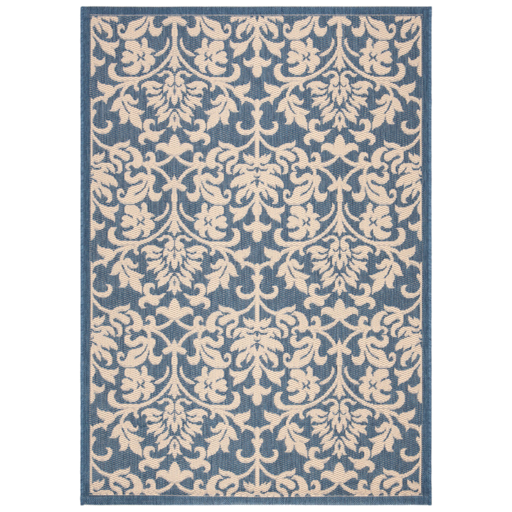 SAFAVIEH Outdoor CY3416-3103 Courtyard Blue / Natural Rug Image 9