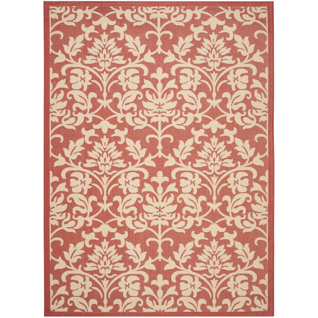 SAFAVIEH Outdoor CY3416-3707 Courtyard Red / Natural Rug Image 4