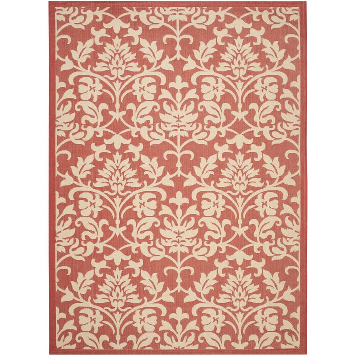 SAFAVIEH Outdoor CY3416-3707 Courtyard Red / Natural Rug Image 1