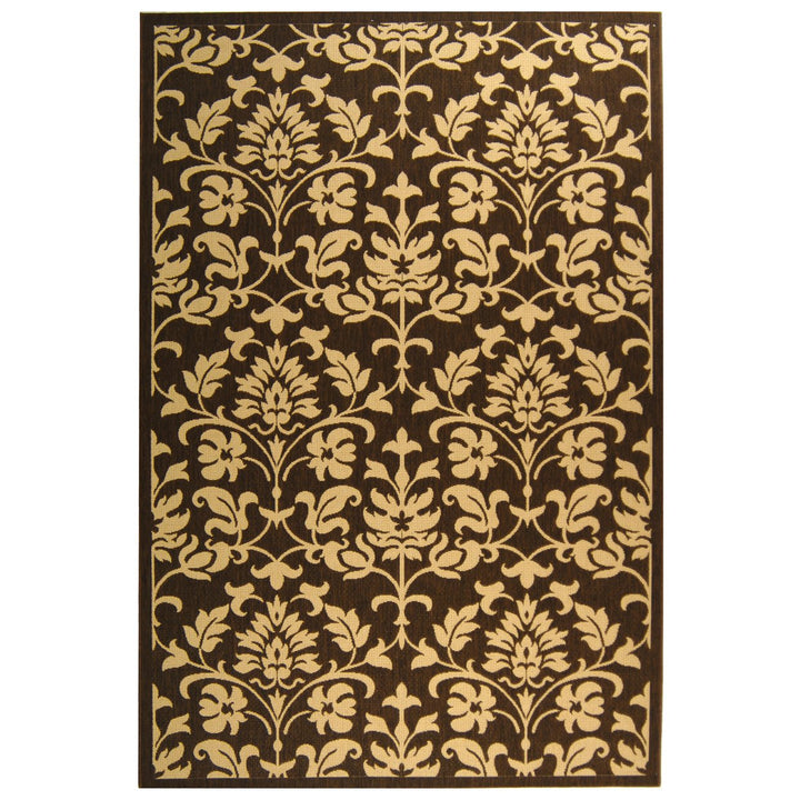SAFAVIEH Outdoor CY3416-3409 Courtyard Chocolate / Natural Rug Image 7