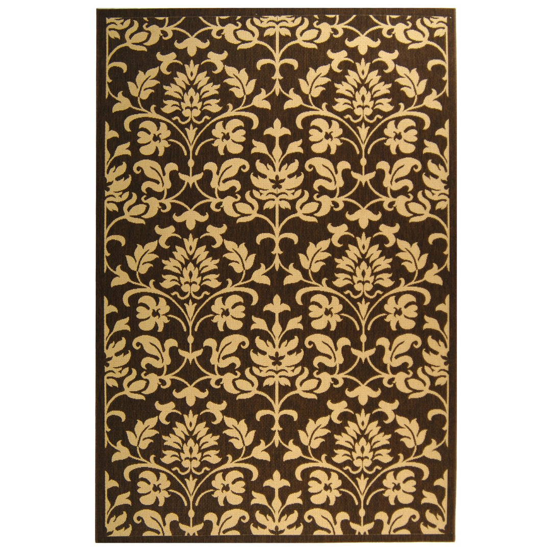 SAFAVIEH Outdoor CY3416-3409 Courtyard Chocolate / Natural Rug Image 1