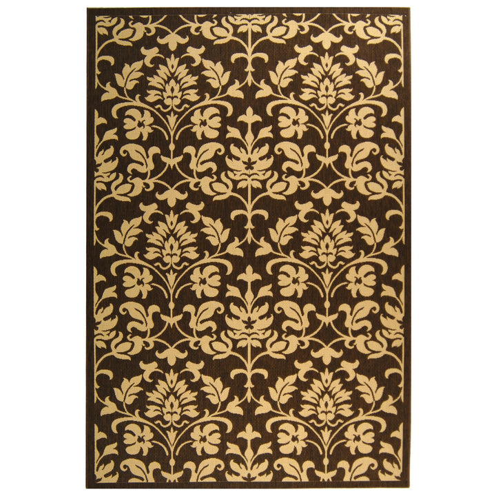 SAFAVIEH Outdoor CY3416-3409 Courtyard Chocolate / Natural Rug Image 1