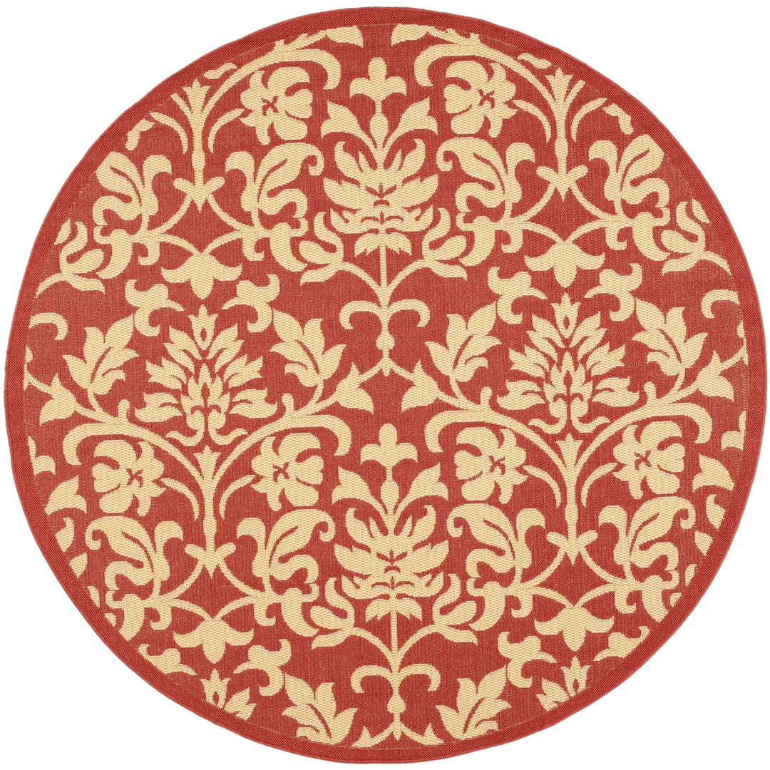 SAFAVIEH Outdoor CY3416-3707 Courtyard Red / Natural Rug Image 5