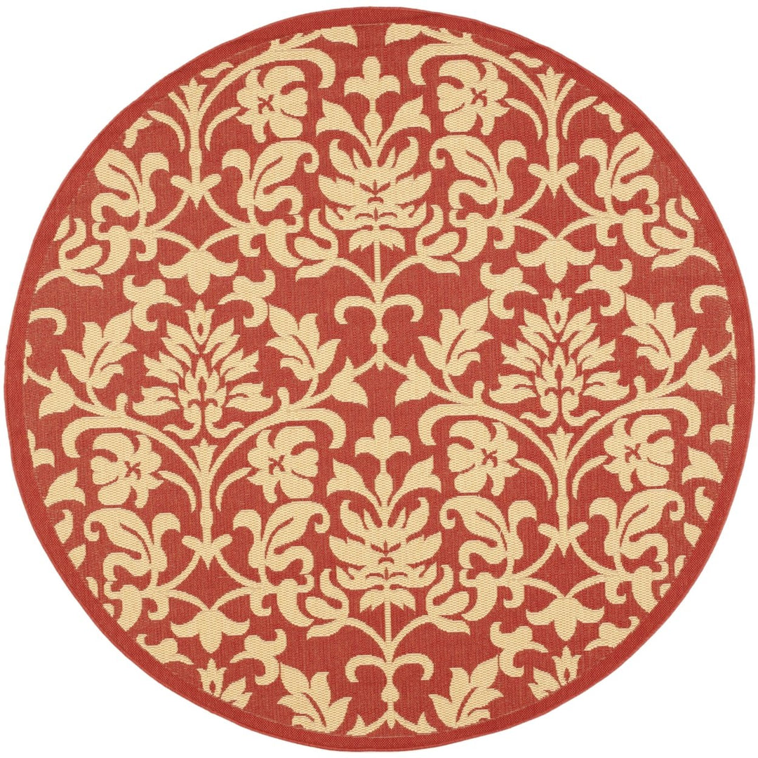 SAFAVIEH Outdoor CY3416-3707 Courtyard Red / Natural Rug Image 1