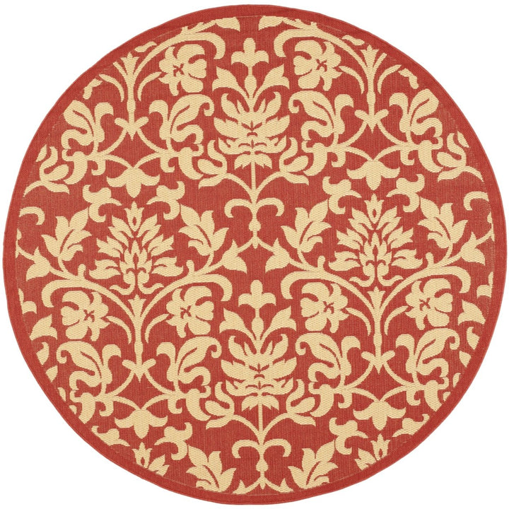 SAFAVIEH Outdoor CY3416-3707 Courtyard Red / Natural Rug Image 1