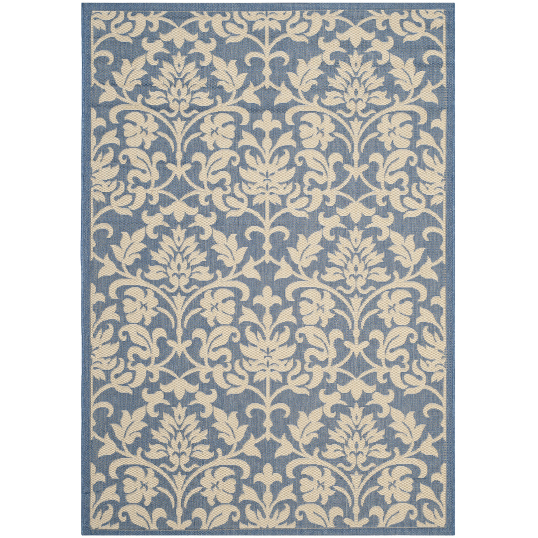 SAFAVIEH Outdoor CY3416-3103 Courtyard Blue / Natural Rug Image 10