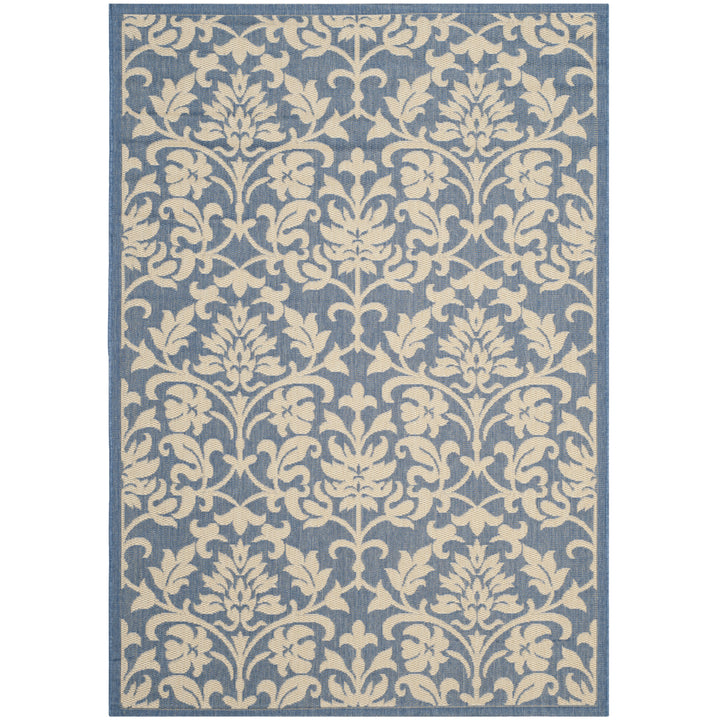 SAFAVIEH Outdoor CY3416-3103 Courtyard Blue / Natural Rug Image 10