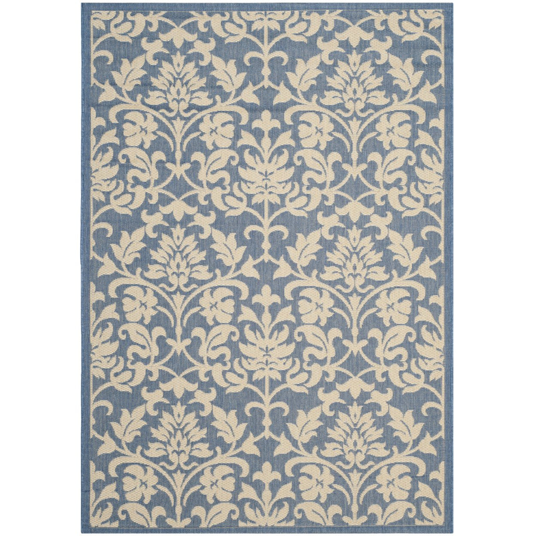 SAFAVIEH Outdoor CY3416-3103 Courtyard Blue / Natural Rug Image 1