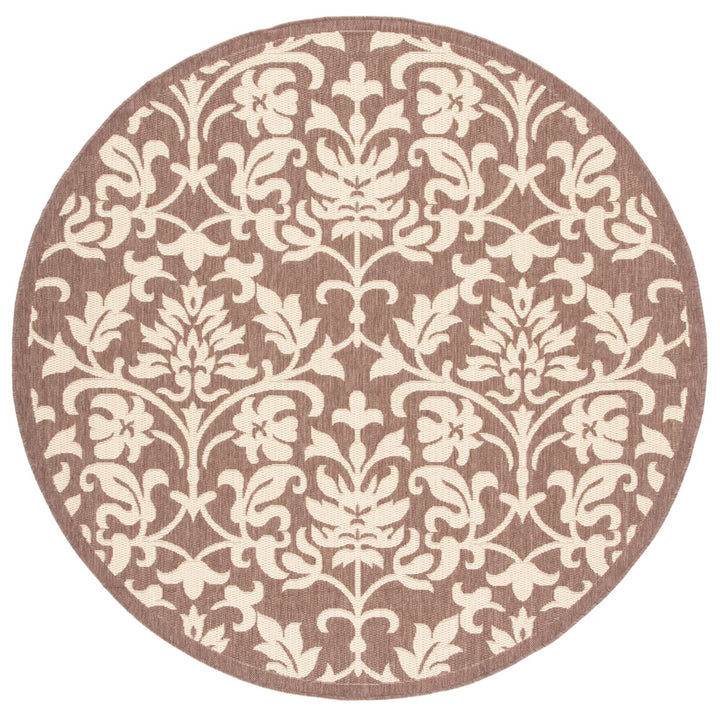 SAFAVIEH Outdoor CY3416-3409 Courtyard Chocolate / Natural Rug Image 8