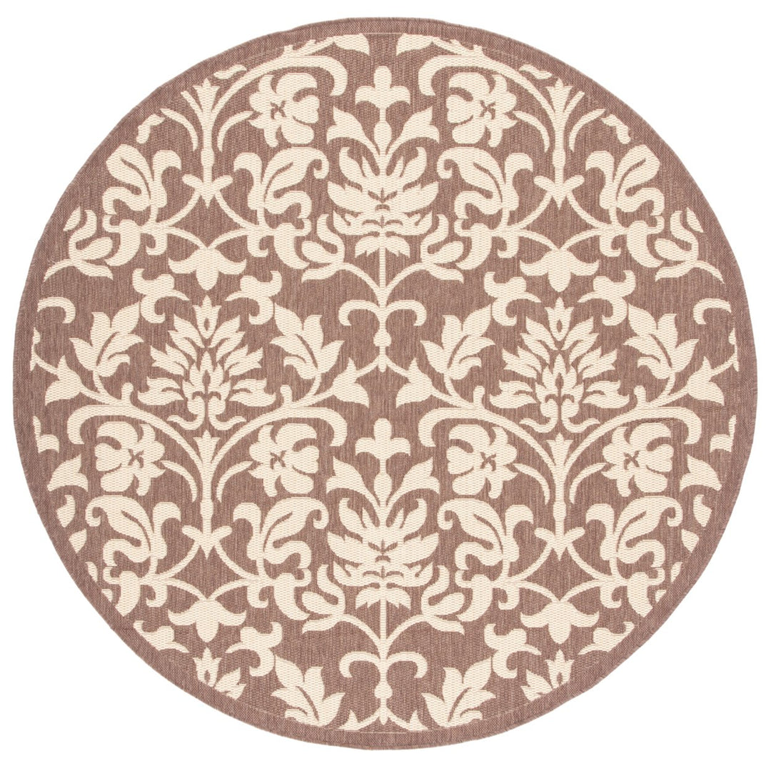 SAFAVIEH Outdoor CY3416-3409 Courtyard Chocolate / Natural Rug Image 1