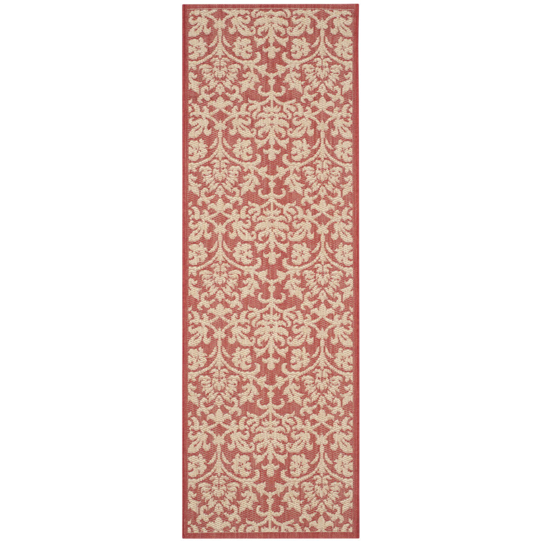 SAFAVIEH Outdoor CY3416-3707 Courtyard Red / Natural Rug Image 6