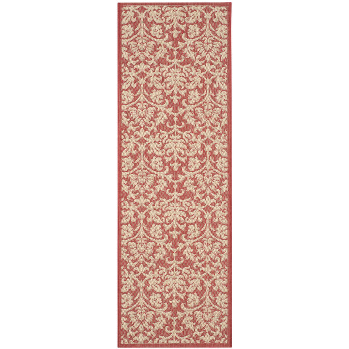 SAFAVIEH Outdoor CY3416-3707 Courtyard Red / Natural Rug Image 1