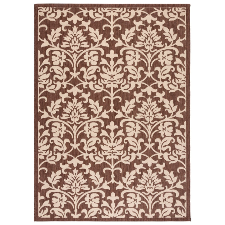 SAFAVIEH Outdoor CY3416-3409 Courtyard Chocolate / Natural Rug Image 9