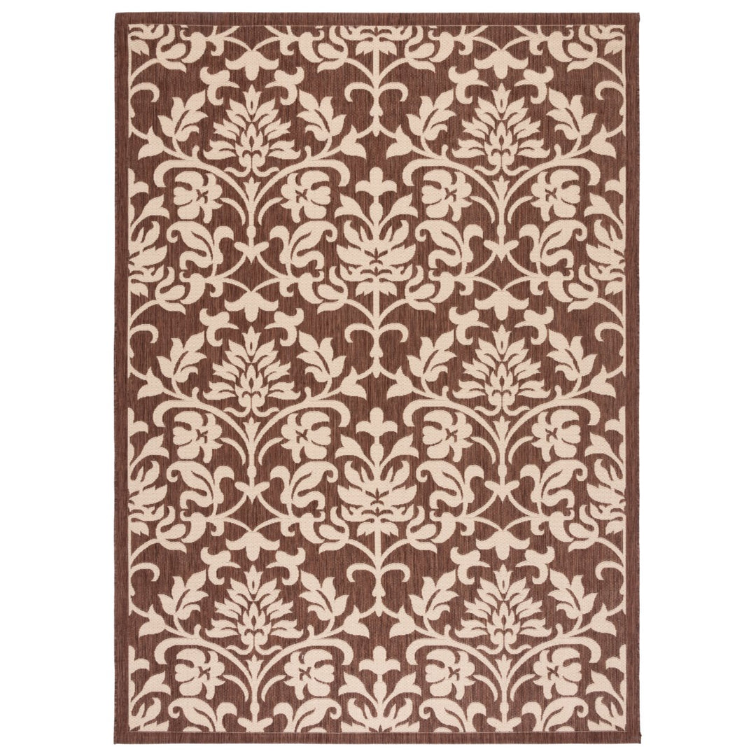 SAFAVIEH Outdoor CY3416-3409 Courtyard Chocolate / Natural Rug Image 1