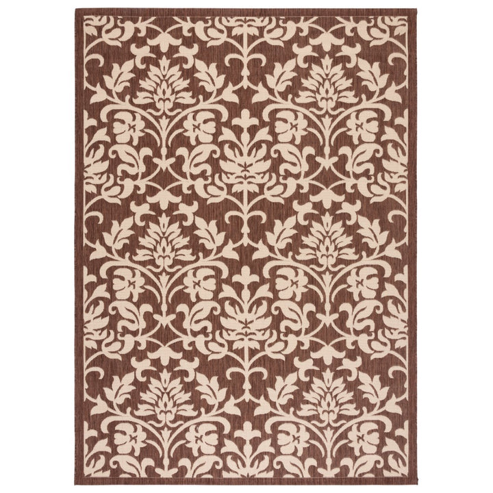 SAFAVIEH Outdoor CY3416-3409 Courtyard Chocolate / Natural Rug Image 1