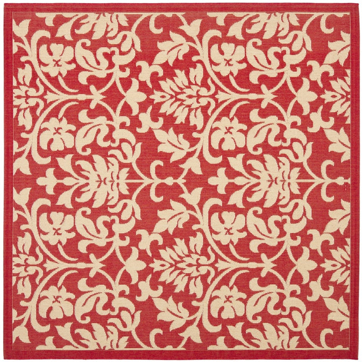 SAFAVIEH Outdoor CY3416-3707 Courtyard Red / Natural Rug Image 1