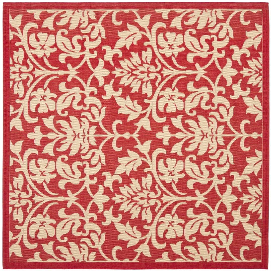 SAFAVIEH Outdoor CY3416-3707 Courtyard Red / Natural Rug Image 1