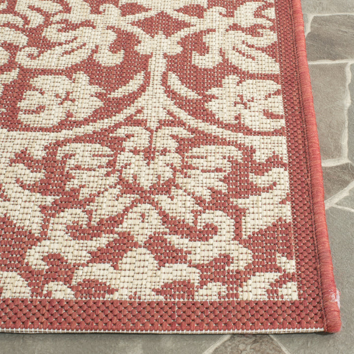 SAFAVIEH Outdoor CY3416-3707 Courtyard Red / Natural Rug Image 8