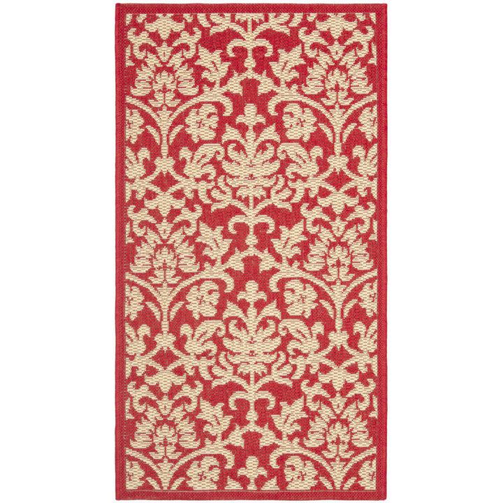 SAFAVIEH Outdoor CY3416-3707 Courtyard Red / Natural Rug Image 1