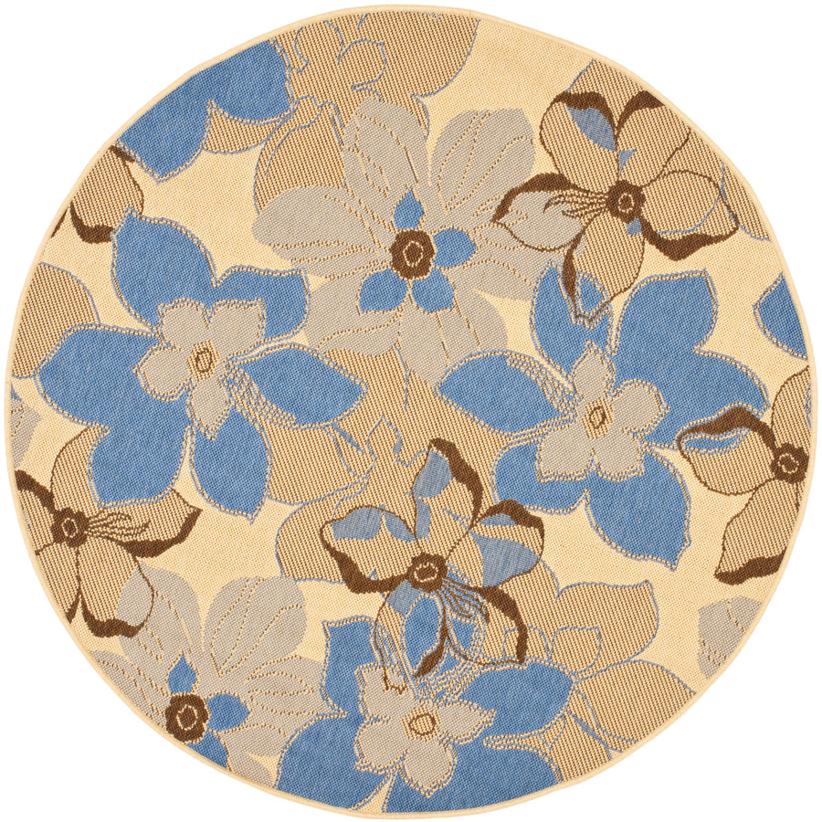 SAFAVIEH Outdoor CY4022B Courtyard Natural Brown / Blue Rug Image 1