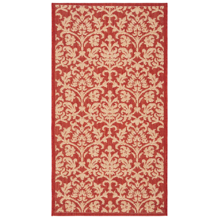 SAFAVIEH Outdoor CY3416-3707 Courtyard Red / Natural Rug Image 1