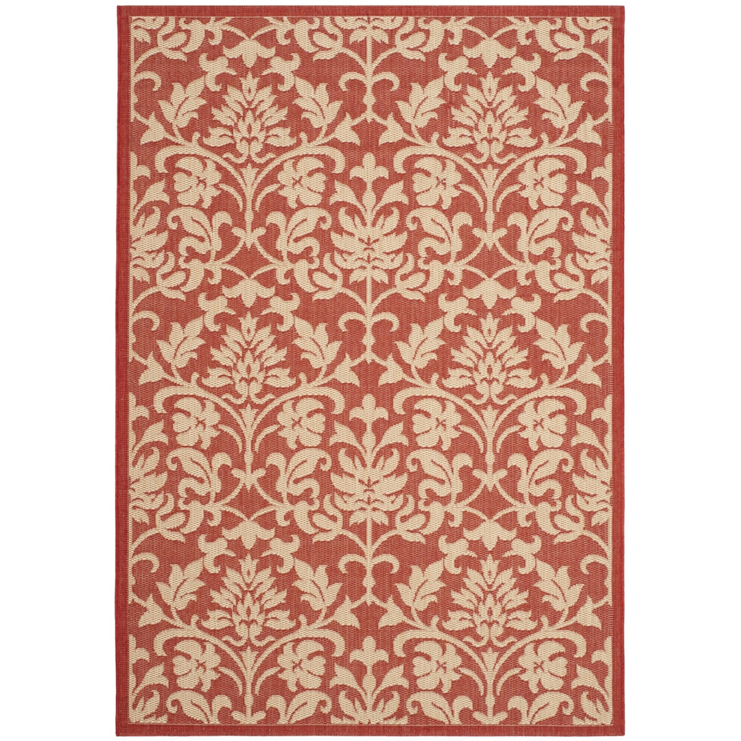 SAFAVIEH Outdoor CY3416-3707 Courtyard Red / Natural Rug Image 11