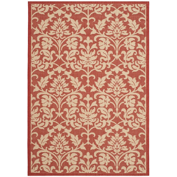 SAFAVIEH Outdoor CY3416-3707 Courtyard Red / Natural Rug Image 1