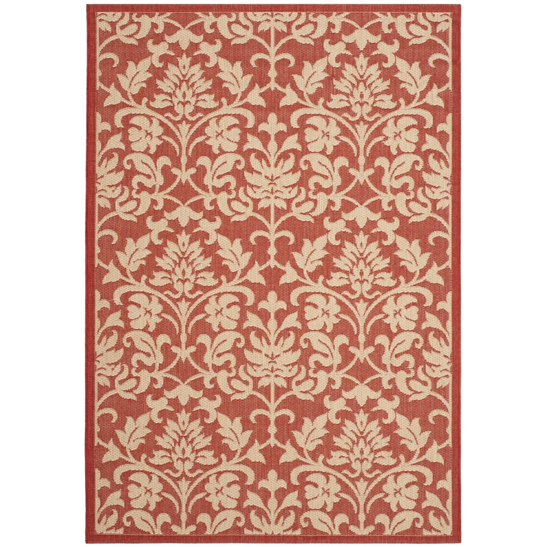 SAFAVIEH Outdoor CY3416-3707 Courtyard Red / Natural Rug Image 1