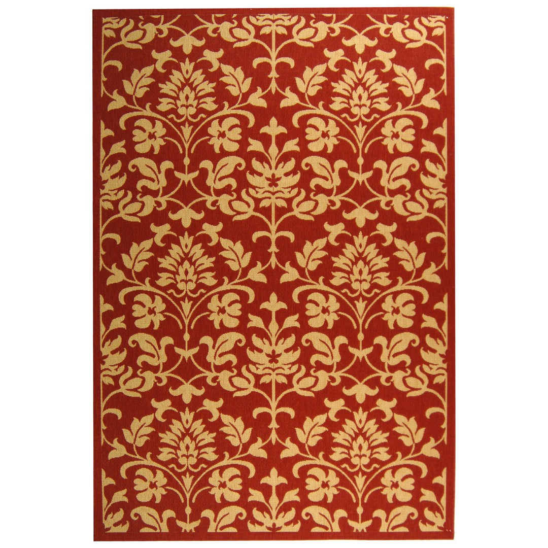 SAFAVIEH Outdoor CY3416-3707 Courtyard Red / Natural Rug Image 12