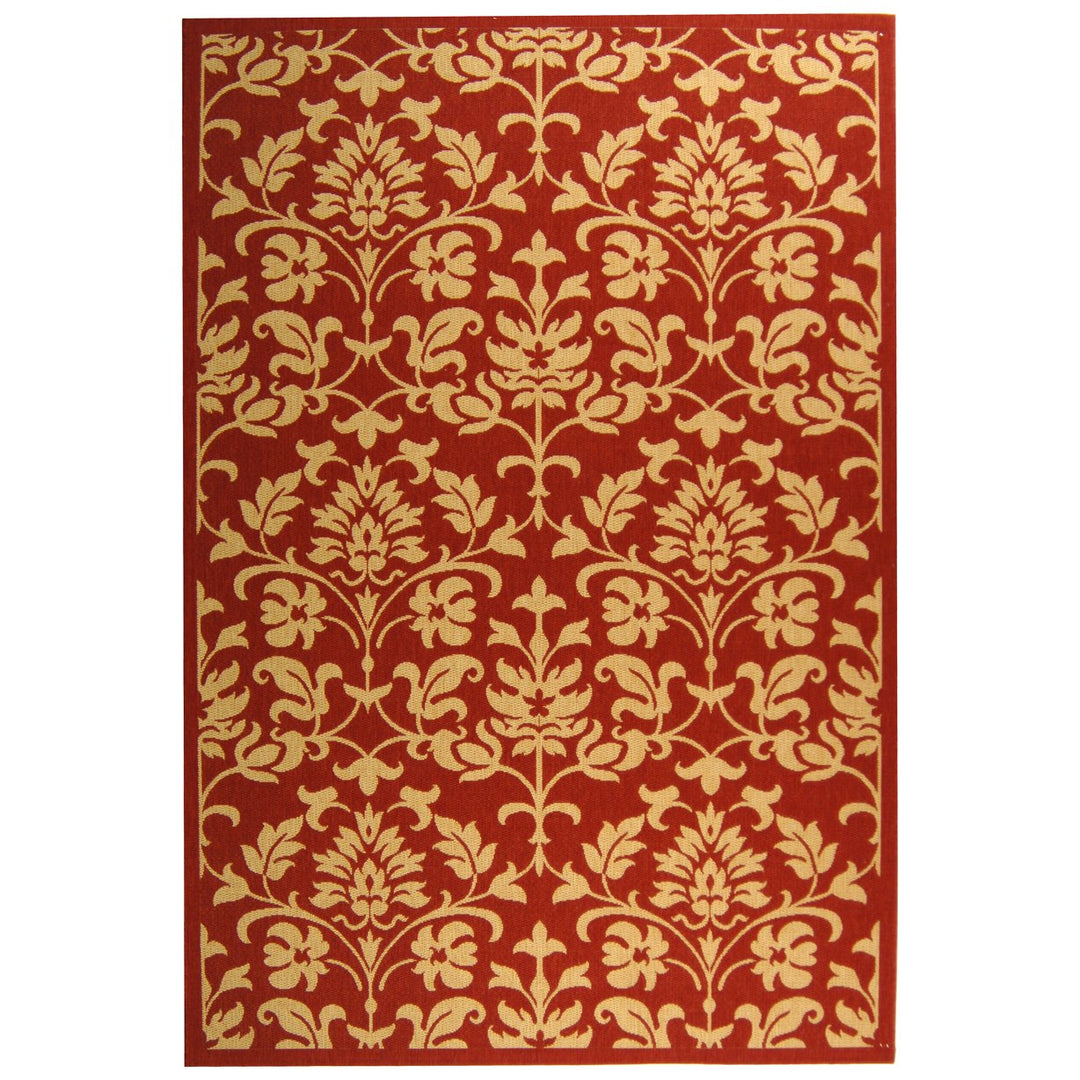 SAFAVIEH Outdoor CY3416-3707 Courtyard Red / Natural Rug Image 1