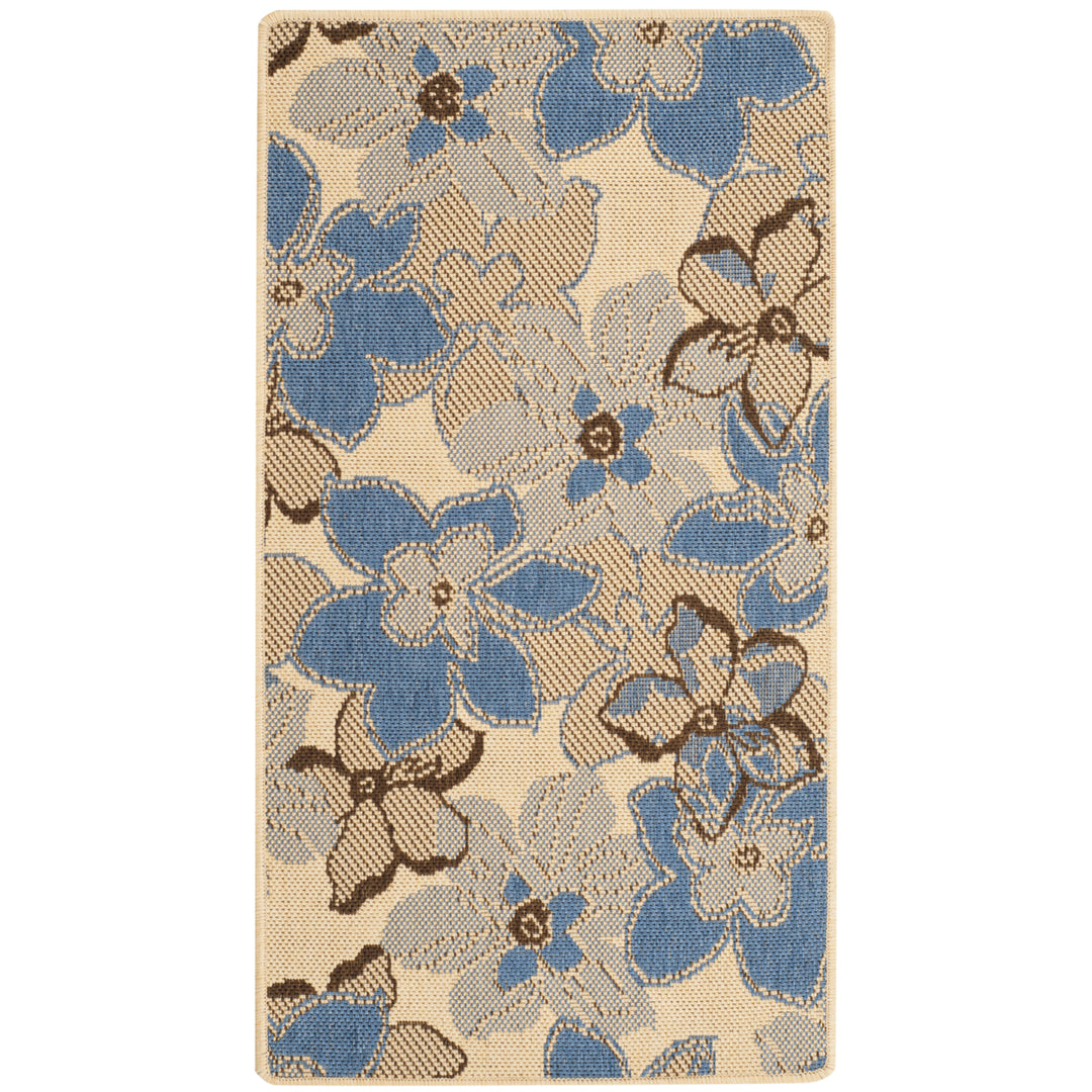 SAFAVIEH Outdoor CY4022B Courtyard Natural Brown / Blue Rug Image 3